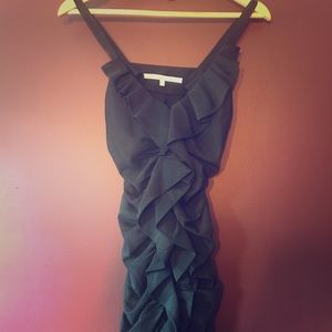 Sexy ruched & ruffled little black dress
